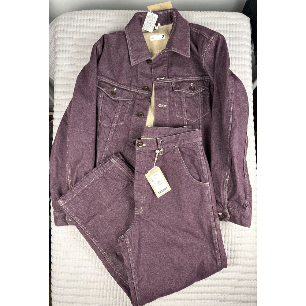 TS(S) BIO WASH COLOR DENIM DOUBLE FLAP POCKET JACKET&PANTS- PURPLE/ Size 2/US M